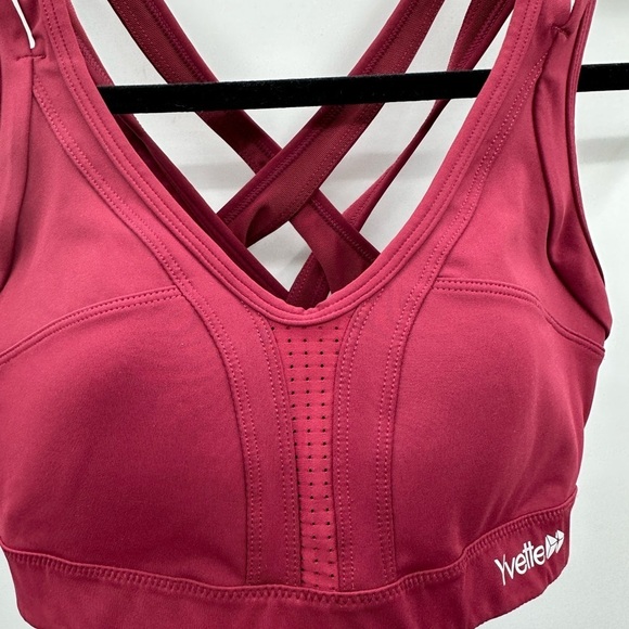 Yvette Red Cross-cross back padded athleisure activewear woman sports bra. XL - Picture 5 of 10